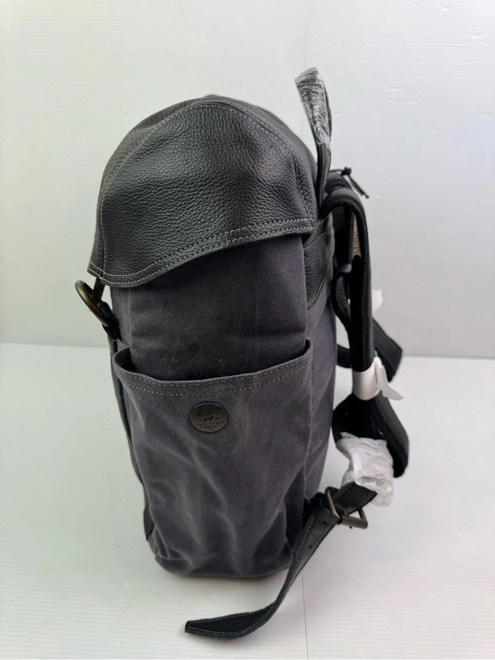 NWT Will Leather Goods Adventure Explorer Backpack Charcoal Canvas Distressed